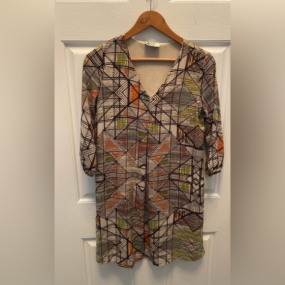 PRE-OWNED CHRISTIAN CALIANDO WOMEN'S PRINT DRESS- SMALL - Picture 1 of 4